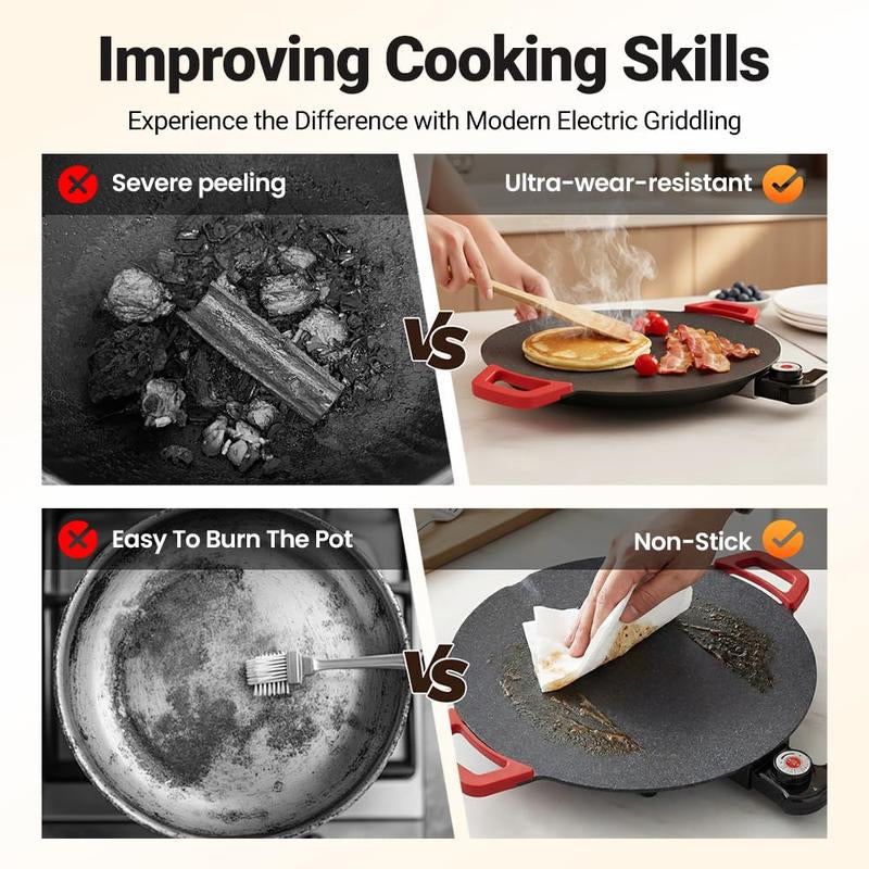 Smokeless Indoor Electric Grill & Nonstick Griddle – Compact, Fast-Heating Tabletop Grill for Steaks, Burgers, Pancakes, BBQ, and Everyday Indoor Cooking